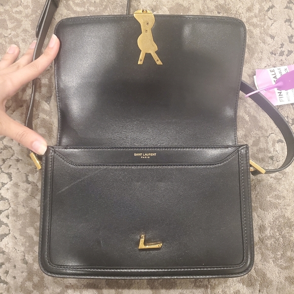 Saint Laurent YSL Medium Solferino Leather Satchel Shoulder Bag in Black - Picture 8 of 12